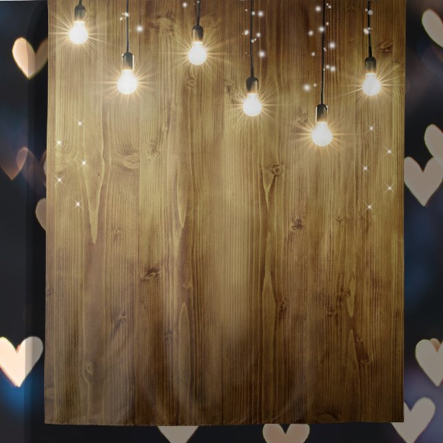 Rustic String of Lights Elegant Wedding Backdrop  Tapestry (Beautiful Rustic String of Lights Wedding Backdrop.)