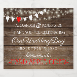 Rustic String Of Lights Hard Cider Wedding Label  