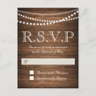 Rustic String of Lights RSVP Postcard