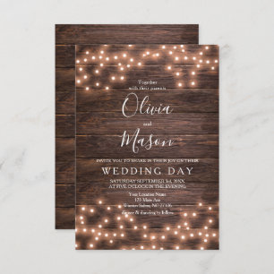Rustic String of Lights Wedding Card