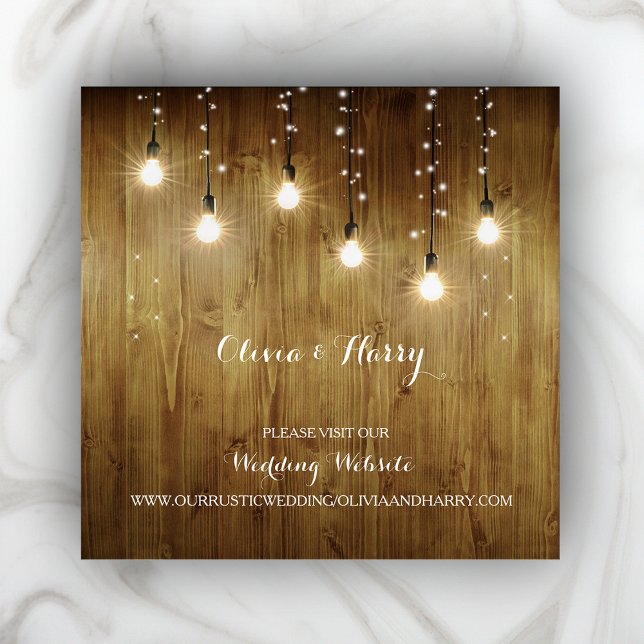 Rustic String Of Lights Wedding Details Card (Creator Uploaded)
