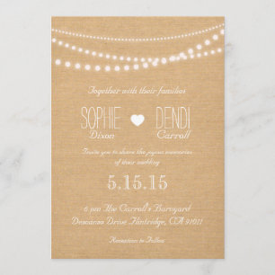 Rustic String of Lights Wedding Invitation