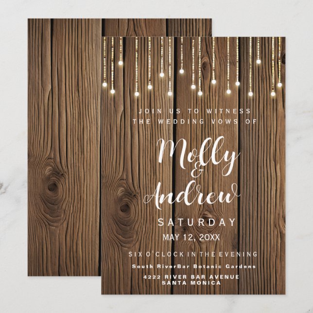 Rustic stringof lights  party/wedding CARD INVITE (Front/Back)