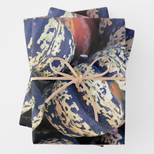 Rustic Striped Pumpkins  Wrapping Paper Sheet