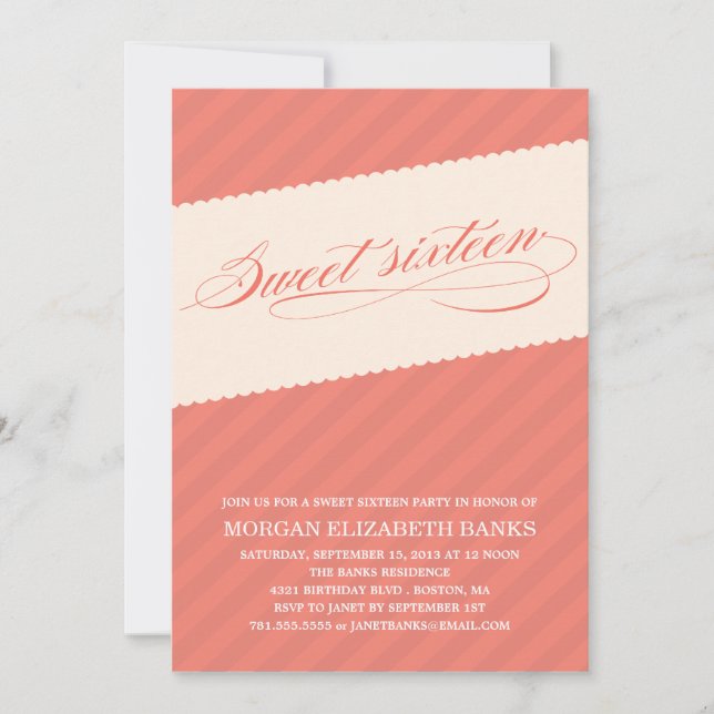 RUSTIC  STRIPES | SWEET SIXTEEN INVITATION (Front)