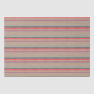 Rustic Stripes Teal, Coral, Brown Tissue Paper