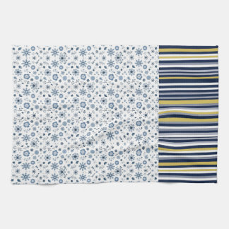 Rustic Style: Soft Stripes with Floral Accents Tea Towel