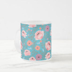 Rustic-Style Watercolor Wildflowers Frosted Glass Coffee Mug