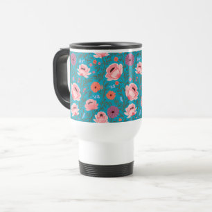 Rustic-Style Watercolor Wildflowers Travel Mug