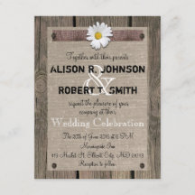 Rustic Style Wedding Invitation with Daisy