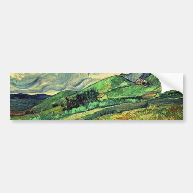 Rustic Stylish Landscape at Saint Remy Painting Bumper Sticker (Front)