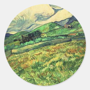 Rustic Stylish Landscape at Saint Remy Painting Classic Round Sticker