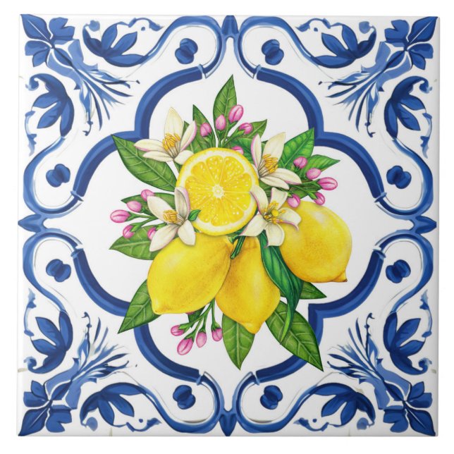 Rustic Stylish Mediterranean Lemon Tile (Front)