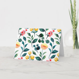 Rustic Stylish Yellow Watercolor Flowers Blank Card