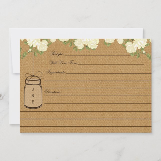 Rustic Subtle Burlap bridal shower recipe cards (Front)