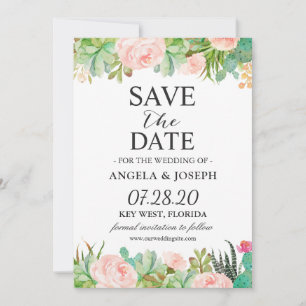 Rustic Succulent Cactus Floral Wedding Save The Date