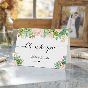 Rustic Succulent Cactus Floral Wedding Thank You
