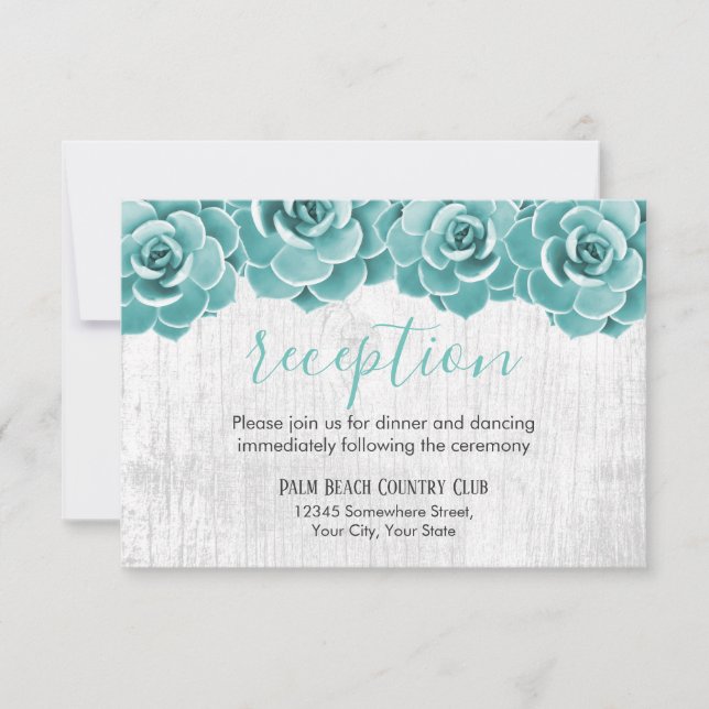 Rustic Succulent Floral Barn Wedding Reception Invitation (Front)