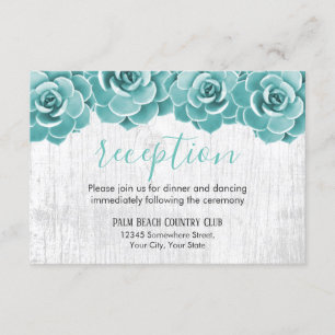 Rustic Succulent Floral Barn Wedding Reception Invitation