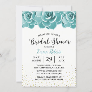 Rustic Succulent Floral Bridal Shower Invitation