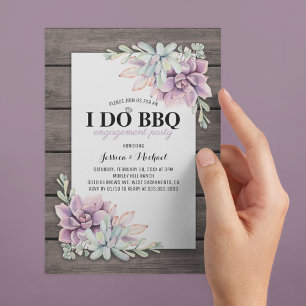 Rustic Succulent I Do BBQ Engagement Party Invitation