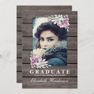 Rustic Succulent Photo 2025 Graduation Party Invitation