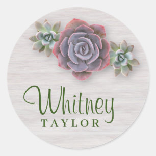 Rustic Succulents Classic Round Sticker
