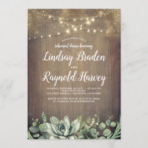 Rustic Succulents Greenery Rehearsal Dinner Invitation