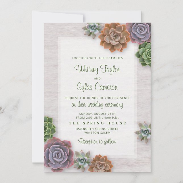Rustic Succulents Wedding Invitation (Front)