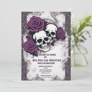 Rustic Sugar Skulls Day of the Dead  Invitation
