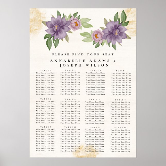 Rustic Summer aesthetic Wildflower Seating Charts (Front)