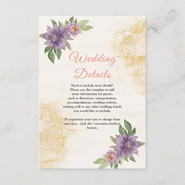 Rustic Summer aesthetic Wildflower Wedding Enclosure Card (Front)