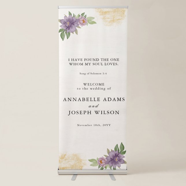 Rustic Summer aesthetic Wildflower Wedding Retractable Banner (Front)