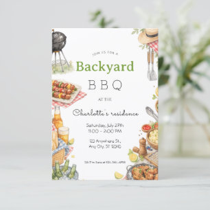Rustic Summer Backyard BBQ Party Invitation