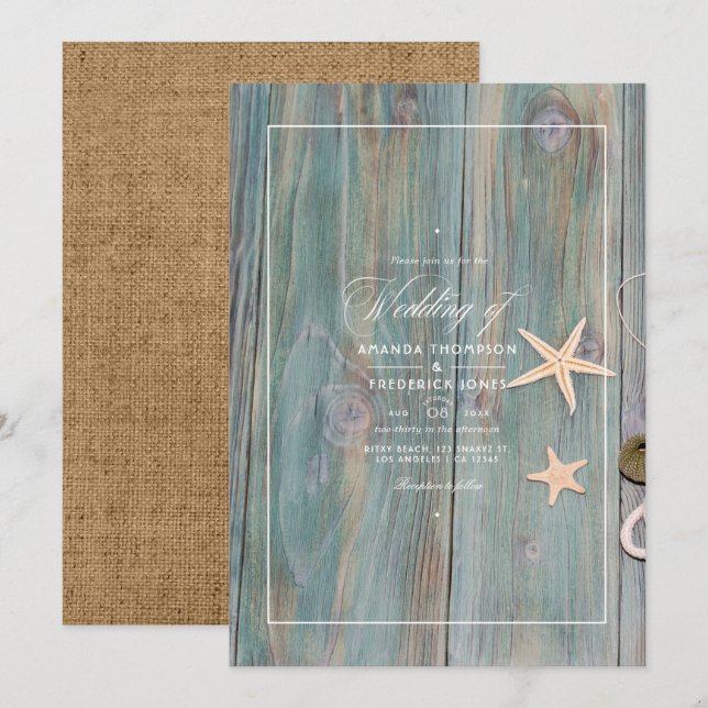 Rustic Summer Beach Nautical Wedding Invitation (Front/Back)