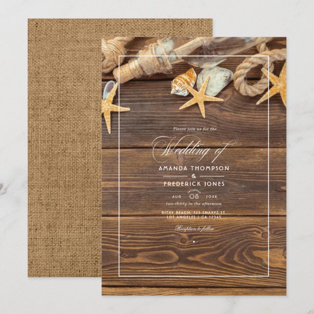 Rustic Summer Beach Wedding Invitation (Front/Back)