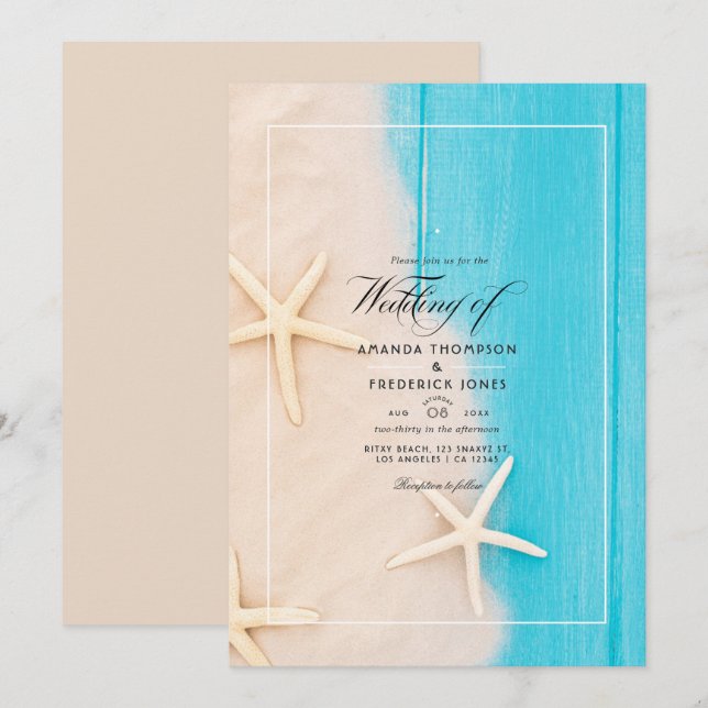 Rustic Summer Beach Wedding Invitation (Front/Back)