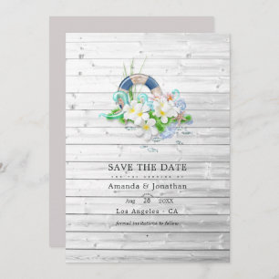 Rustic Summer Beach Wedding Photo Save The Date