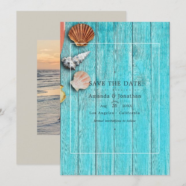 Rustic Summer Beach Wedding Save The Date (Front/Back)