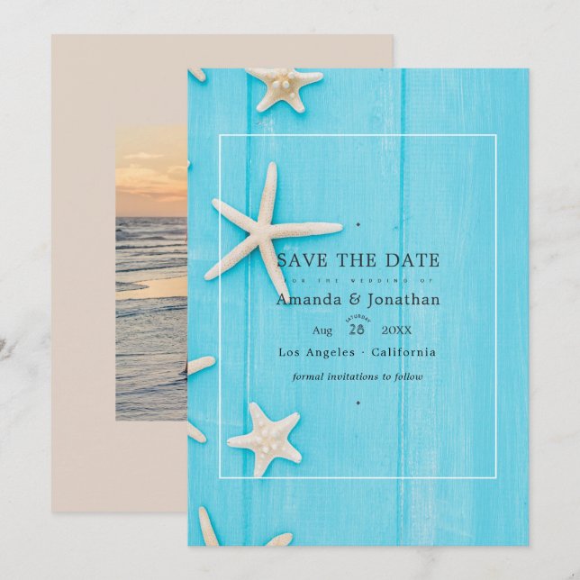 Rustic Summer Beach Wedding Save The Date (Front/Back)