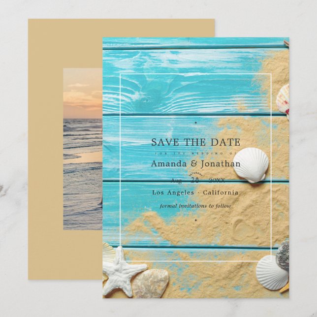 Rustic Summer Beach Wedding Save The Date (Front/Back)