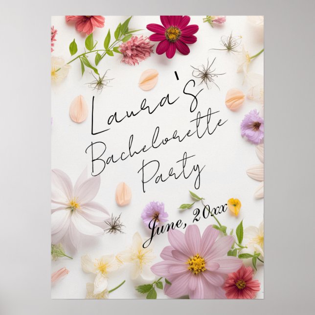 Rustic Summer Daisies Bachelorette Party Poster (Front)