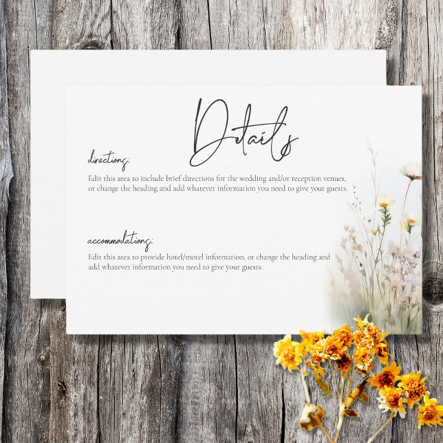 Rustic Summer Field of Wildflowers Details Enclosure Card (Creator Uploaded)