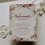 Rustic Summer Floral Bridesmaids Brunch Shower  Invitation<br><div class="desc">This rustic summer floral bridesmaids brunch shower invitation is perfect for a simple wedding shower. The design features burgundy,  pink and blush watercolor flowers with green leaves in a brownish stained background.</div>