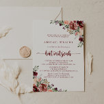 Rustic Summer Floral Calligraphy Bat Mitzvah Invitation<br><div class="desc">This rustic summer floral calligraphy bat mitzvah invitation is perfect for a modern bat mitzvah. The design features burgundy,  pink and blush watercolor flowers with green leaves in a brownish stained background.</div>
