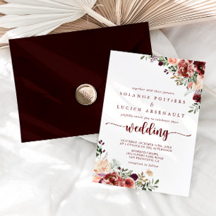 Rustic Summer Floral Calligraphy Wedding Invitation
