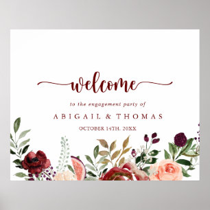 Rustic Summer Floral Engagement Party Welcome Poster