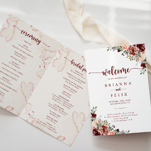 Rustic Summer Floral Folded Wedding Program Programme