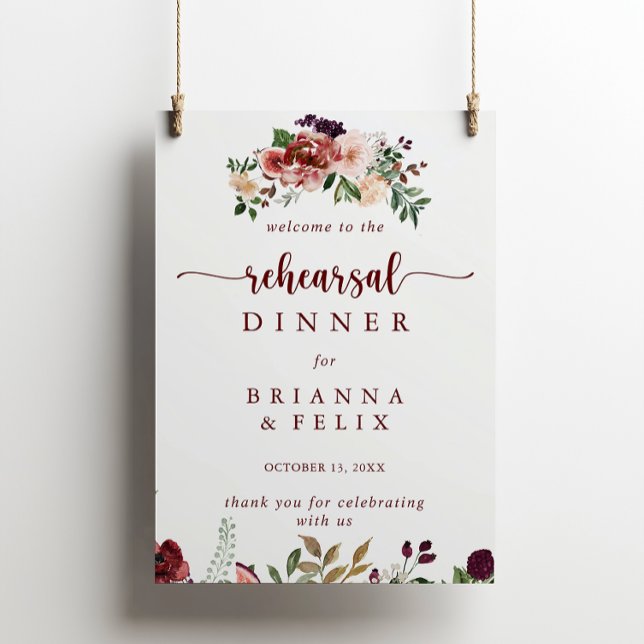 Rustic Summer Floral Rehearsal Dinner Welcome Sign (Creator Uploaded)