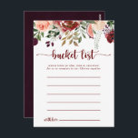 Rustic Summer Floral Simple Bucket List Cards<br><div class="desc">These rustic summer floral simple bucket list cards are the perfect activity for a simple wedding reception or bridal shower. The design features burgundy, pink and blush watercolor flowers with green leaves in a brownish stained background. Change the wording to suit any life event. Bucket list sign is sold separately....</div>